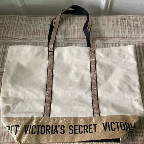 Victoria Secret Gold Sparkle Tote NWOT - Picture 1 of 7